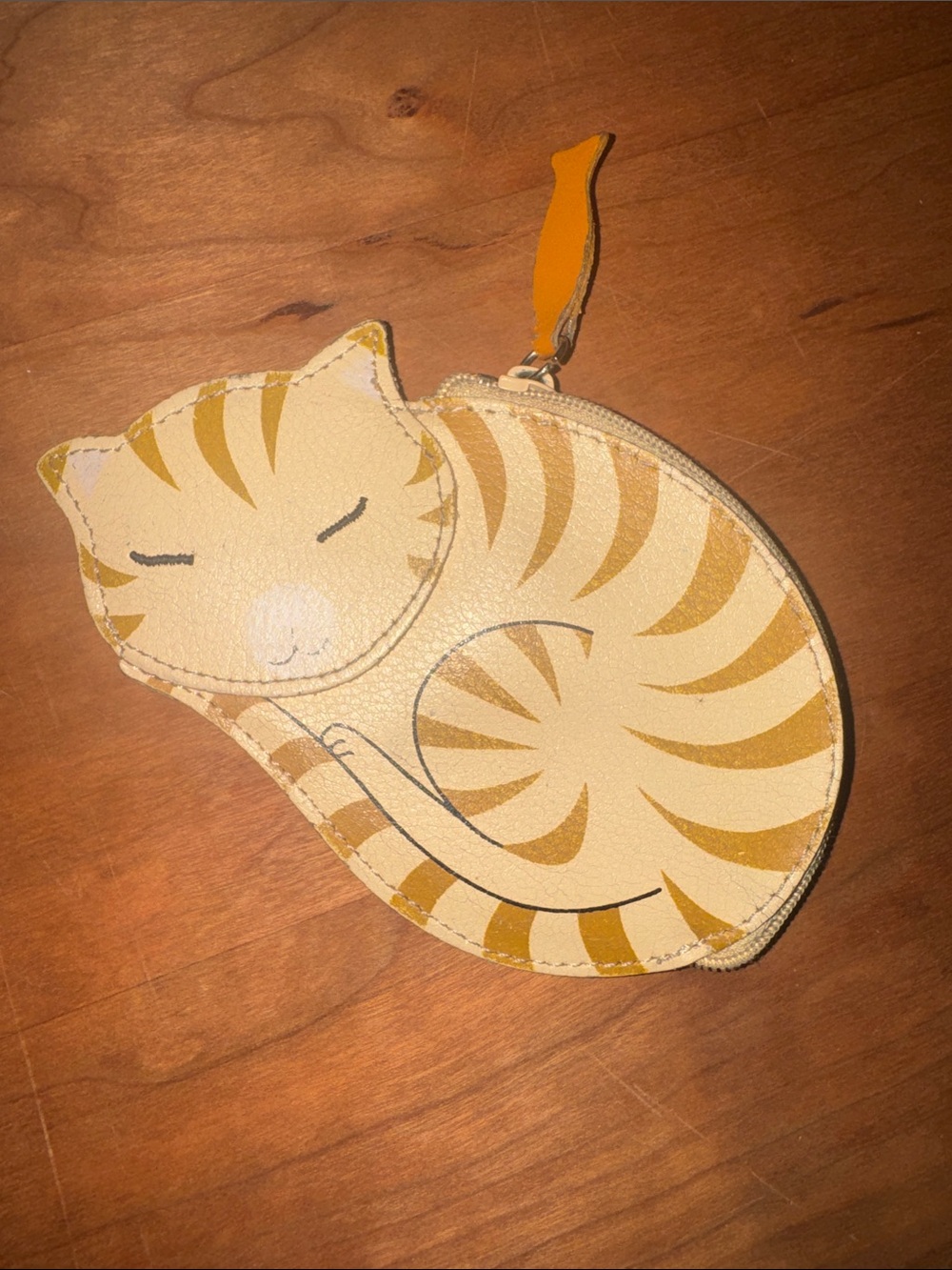 Rolf’s Leather Yellow Cat-Shaped Coin Purse Wallet - Cute Cat Design